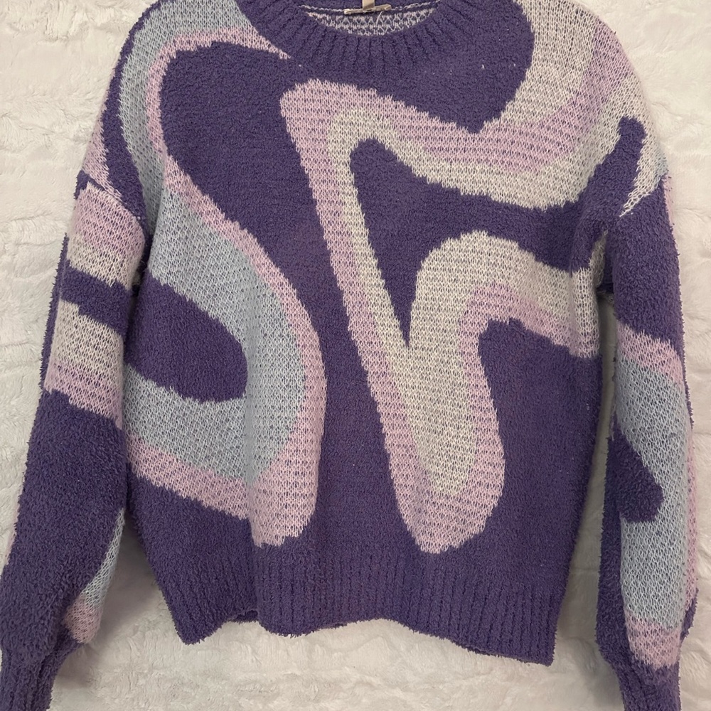 JODIFL Purple and Pink Swirl Sweater